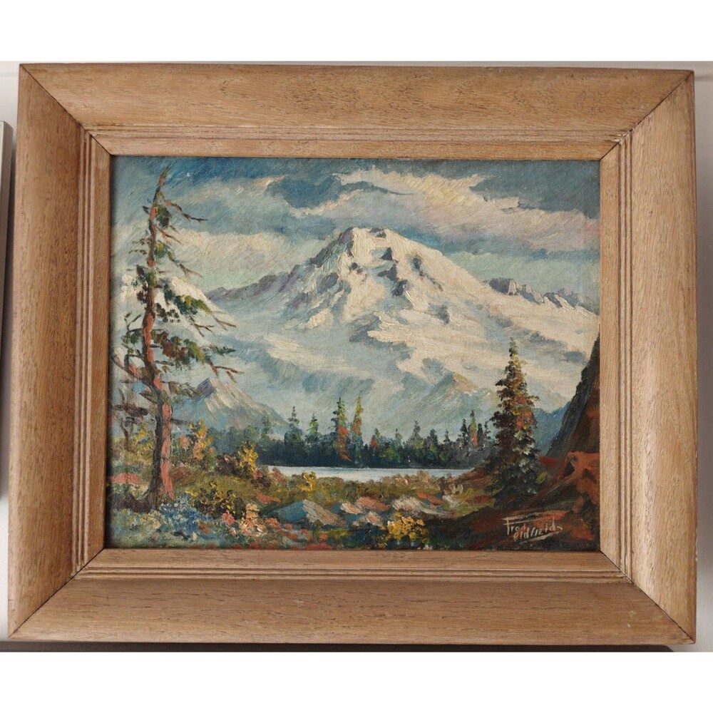 Fred Oldfield Oil on Canvas Mt Rainier Landscape Signed Washington Artist